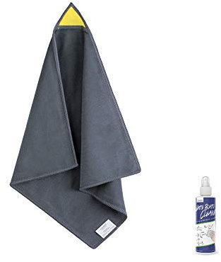 loukin Magnetic Whiteboard Cleaning Cloth, Dry Erase Cleaning Cloth for Classroom, Home and Office Use, Reusable & Washable, Gray, 12 x 12, 1 Bottle of 3.4 fl oz Whiteboard Cleaner Included