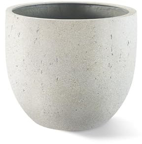 Luca Lifestyle Pflanzkübel Grigio New Egg Pot Creme Weiß Rund Fiberglas *5 Jahre Garantie* - 55x55x46 cm - Premium Qualität - F1361