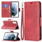 nancencen Kompatibel mit iPhone SE 2020 Hülle, Retro Ultradünnes Lederetui Anti Drop TPU Handyhülle, [Standfunktion] Brieftasche Flip Cover Schutzhülle（Rot）