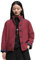 NFYM Veste courte matelassée légère à col montant pour femme - Vêtement d'extérieur en coton et lin rembourré de style chinois (rouge vin, taille unique)