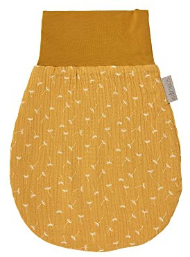 KraftKids Strampelsack Musselin gelb Pusteblumen für den Herbst/Winter aus Musselin Baumwolle und warmen Fleece in zwei Größen erhältlich