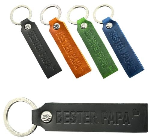 JOKO DESIGN Bester Papa - Beste Mama Leder Schlüsselanhänger Vatertag Muttertag Geschenkidee Mutter Vater Geschenk, schwarz