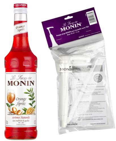 MONIN - Sirop d'Orange Pour Spritz + 1 Pompe à Sirop - Pour Cocktail Avec ou Sans Alcool - Arômes Naturels - Bouteille en Verre - 70 cl