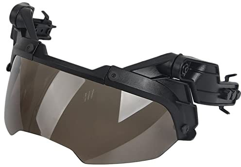 Fast Airsoft Taktischer Helm, mit Visier, Vollgesichtsschutz, Helmabdeckung, Taschenlampe, Blinklicht, Sturmhaube, für Paintball-Schießereien, Riot Action Kriegsspiele,Visor bk