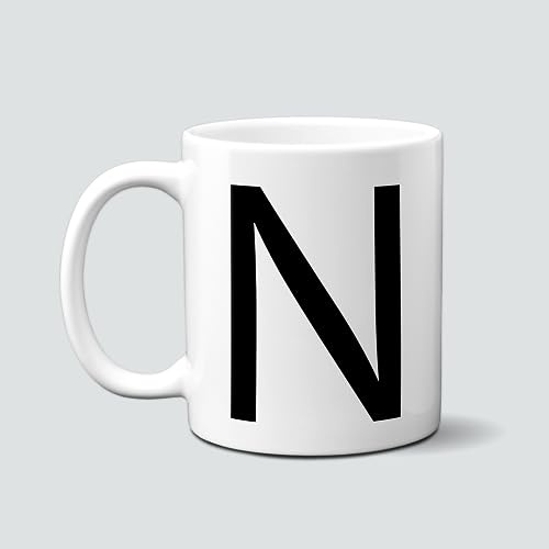 online-hut - Tasse - Kaffeetasse - Kaffeebecher - Monogrammtasse - Lieblingstasse - schwarz -Buchstabe - Initialentasse - NT-106-1 (N)