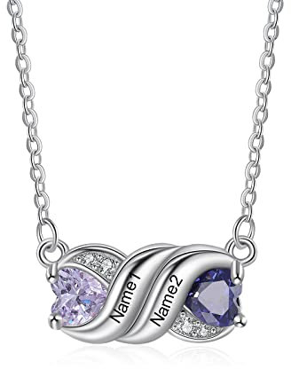 lorajewel Personalisiert Damen Kette mit Gravur Anhänger 2-7 Namen Familienkette der Kinder für Mütter Damen Schmuck Geschenk für Muttertag Valentinstag Weihnachten