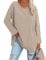Famulily Women's Casual Plain T Shirts Ladies V Neck Long Sleeve Tops Comfy Cotton Loose Tunic Blouse Tops Beige XL