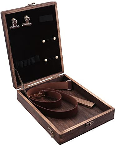 Peukerty Writers Messenger Holzbox, Holzkiste mit Scharnierdeckel Schultertasche, mit Deckelriegel Outdoor Skizzieren Aufbewahrungsbox Holzscheit