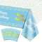 QUERICKY 4er-Pack Happy Birthday-Tischdecken, Blaue und goldene Geburtstagstischdecke, 137 x 274 cm, rechteckige Tischdecken für Kinder, Jungen, Mädchen, Geburtstagsparty-Dekorationen