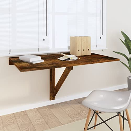 INLIFE Wand-Klapptisch Räuchereiche 100x60x56 cm Holzwerkstoff,Braun,11.25KG,342650