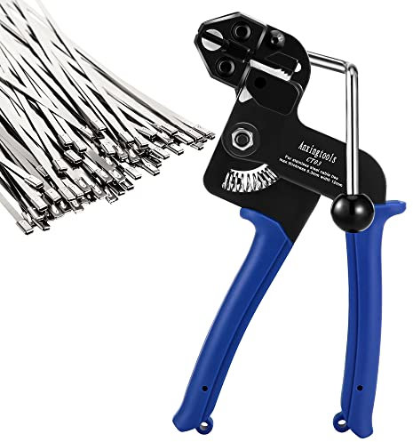 Anxingtools Acciaio Inox Tie Gun, Metal Tie Wrap Gun, Metal Zip Tie Tightener Tensione & Taglio Funzionale Cable Tie Gun (SS cable ties& zip gun)