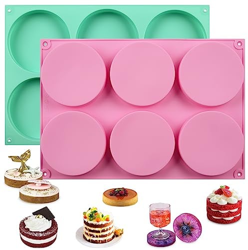 HUAKENER Silikon-Backformen zum Backen, 10,2 cm, antihaftbeschichtet, runde Backformen für Mini-Kuchen, Muffin-Top, Dessert, Hamburger, Sandwiches, 2 Stück