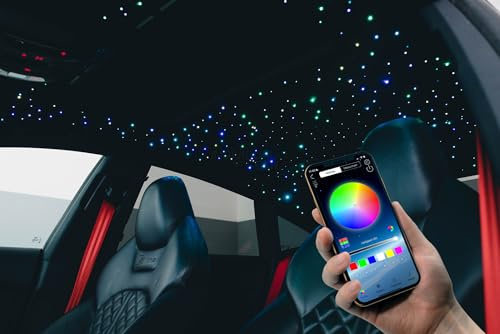 ambitrim Sternenhimmel 560 bis 1300 Sternen RGBW LED 16,7 Millionen Farben für Auto KFZ - Steuerung via App und RF Fernbedienung - Statische Sterne + funkelnde Sterne und Sternschnuppen Ambientelicht