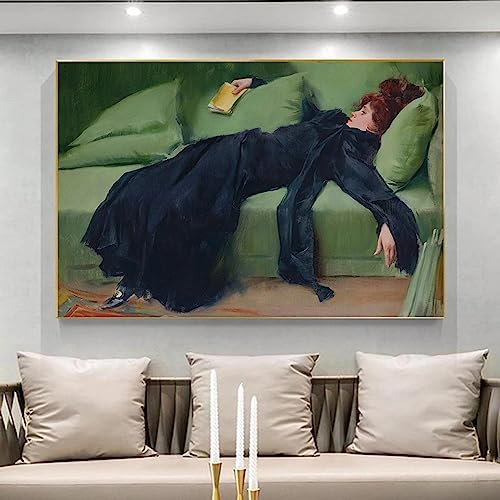Frau liegt auf dem Sofa, Poster und Drucke, Wohnzimmer, Leinwandgemälde, moderne Kunst, Wandkunst, Bild, Heimdekoration, 70 x 100 cm, ohne Rahmen