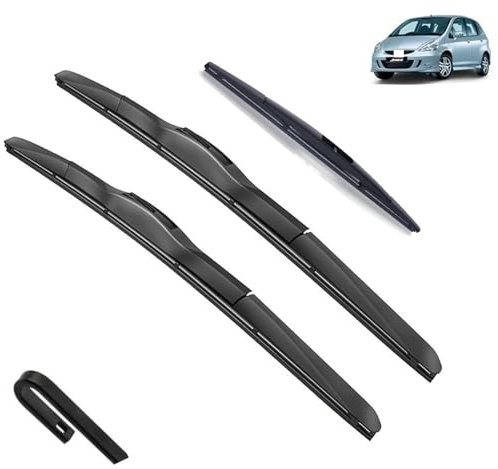 Wischerblatt for vorne und hinten, kompatibel mit Honda Fit Jazz MK1 2001–2008, Fensterbürsten, Schneider-Zubehör, J-Haken 2002 2003 2004 2005 2006 2007 (Color : Front Rear, Size : RHD)