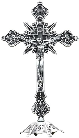 perfk Tischkreuz, stehende Kruzifix-Figur, Jesus-Kreuz-Statue, Jesus-Kruzifix-Kruzifix mit Ständer für Zuhause, Altar, christliche Dekoration, Kapelle