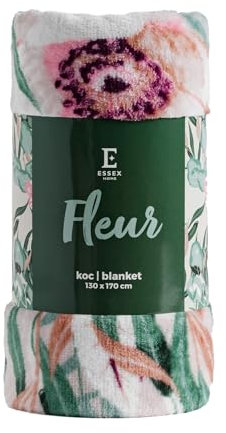 ESSEX - Kuscheldecke Fleur, 130 x 170 cm, Decke, 100% Polyester, Sofadecke, Blumen - Farbmischung