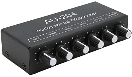 Volume Adjustable Stereo Headphone Amplifier Mixer, 4 Stereo Ultra, Suitable for Stage and Studio Performances or Applications, Headphone Mixer with Multiple Headphone Connections