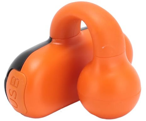 Open Ear Bluetooth Earbuds, Clip On Wireless Earphones with Touch LED Digital Display, IPX6 Waterproof Bone Conduction Sport Headphones for Running Driving (Orange)