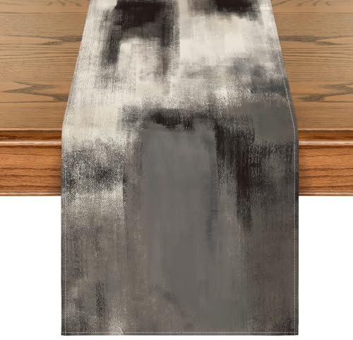Artoid Mode Grau Boho Landhausstil Tischläufer, Saisonnal Küche Esstisch Couchtisch Dekoration Drinnen Urlaub Party Hochzeit Dekor 40x180 cm