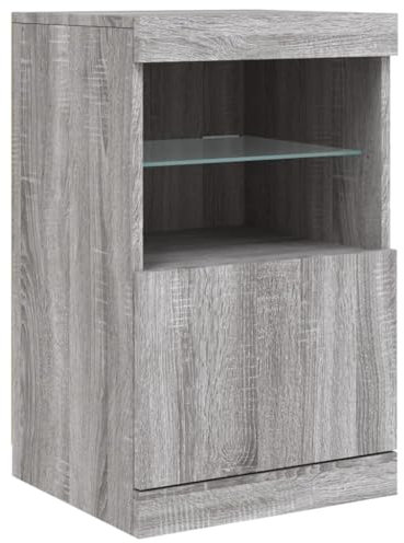vidaXL Sideboard, Kommode mit viel Stauraum, Highboard Schrank mit LED-Leuchten, Anrichte Beistellschrank Standschrank, Modern, Grau Sonoma