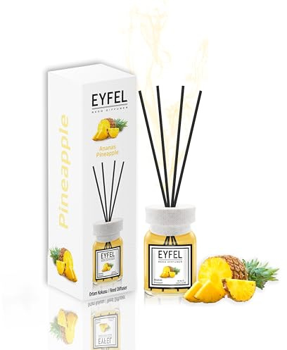 EYFEL Schilfrohrdiffusoren für Zuhause - Ananas Schilf Diffusor Set 119.8 ml Öl Diffusor Sticks, Badezimmer Diffusor, Raumdüfte mit Stäbchen, Wohnkultur