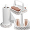 Sicignano | Set Portarotolo Portatovaglioli Portabicchieri, Linea Tosca, Plastica BPA Free - Facile da Spostare, Lavabile in Lavastoviglie, Elegante - 100% Made in Italy (Bianco/Tortora)