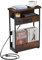 YEAKOO Narrow Side Table with Charging Station for Narrow and Small Spaces (Rustic Brown)