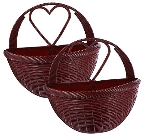 BESPORTBLE Ensemble De Décoration Murale pour La Maison 2 Pots De Fleurs en Plastique Effet Rotin Paniers Muraux Suspension Facile Respectueux De Lenvironnement