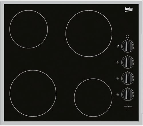 Beko HIC 64100 X Glaskeramikkochfeld, 60 cm breit, 4 Kochzonen, Restwärmeanzeige, Rahmen, 6 Kochstufen, schwarz