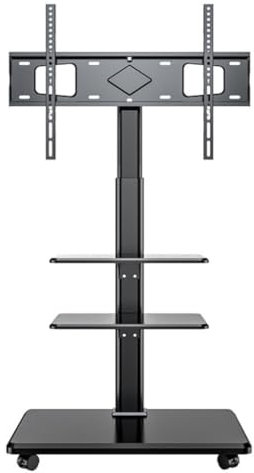 Universal TV Stand, Floor TV Stand With Double Tray For 36 To 70 Inch TVs, Swivel TV Stand With Wheels Mobile TV Cart Adjustable Shelf TV Base Stand