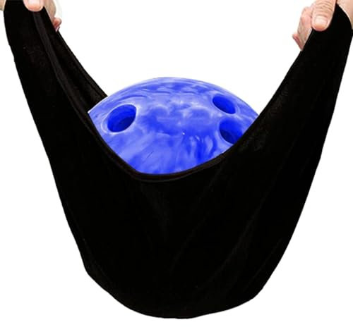 LPORF Bowlingball Reinigungsbeutel, 3-in-1 Bowlingkugel-Zubehör, Schutz, Poliertasche, Tuch, Zubehör, waschbar, saugfähig, für Kegel, Schwarz, (ca.) 53 x 22 cm