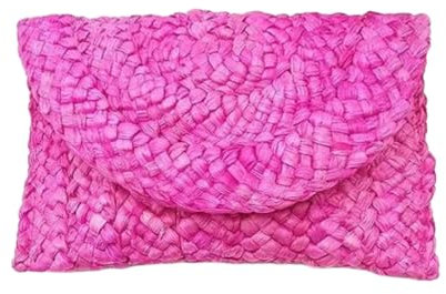 JSGHGDF Stylish Women's Fashion Handbags Trendy Clutch Elegant and Versatile Straw Evening Bag, Hot Pink