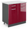 Vicco Küchenschrank mit Schublade R-Line, Bordeaux Hochglanz/Anthrazit, 80 cm AP Marmor