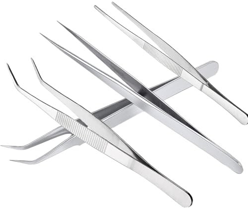 kristwash Pinzette, 4 Stück Precision Tweezers Set, 14 cm und 12cm Pinzette Lang Edelstahl Profi für Elektronische Reparaturen, Präzisionsarbeit