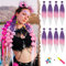 FESHFEN Meches pour Tresses Africaine Rajout Cheveux Tresses Pré étiré Tressage Braiding Hair Synthétiques Yaki 8 Packs Omber Violet/Rose foncé/Blanc Braid Hair Braids Extensions de cheveux 65cm