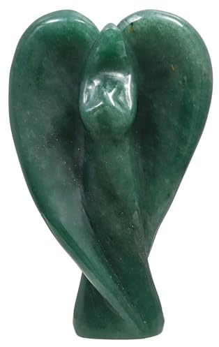 TUMBEELLUWA Grüner Aventurin Kristall betender Engel Figur Schutzengel Flügel Statue für Heimdekoration, Segen Schutz Stein Gedenkgeschenk
