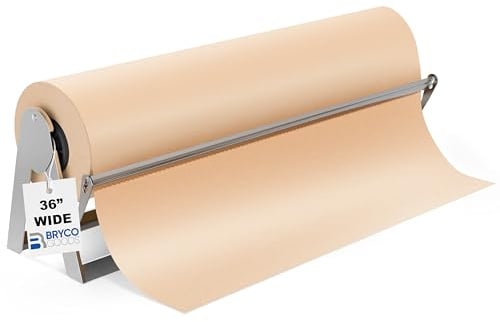Bryco Goods - 36 Inches All Paper Roll Dispenser and Cutter Made of Heavy-Duty Steel Frame & Sharp Blade. Holds, Dispenses & Cuts. Wall Mountable & Non-Slip Tabletop. Up to 1000ft Rolls