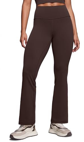 CRZ YOGA Damen Butterluxe Yogahose Schlaghose High Waist Blickdicht Flared Leggings Bootcut Bootleg Soft Sporthose - 74cm Heißes Fudge-Brown 36