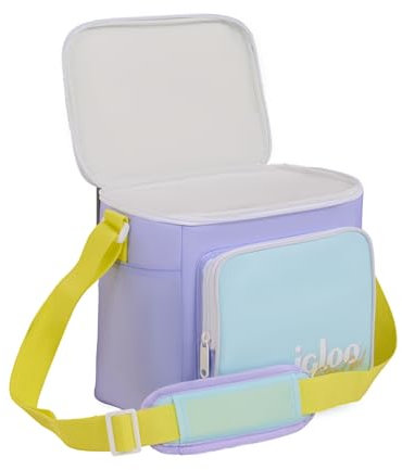 IGLOO Retro Square Lunch Bag - Lila - Isolierte Kühltasche mit Schultergurt - 6,6 Liter Fassungsvermögen