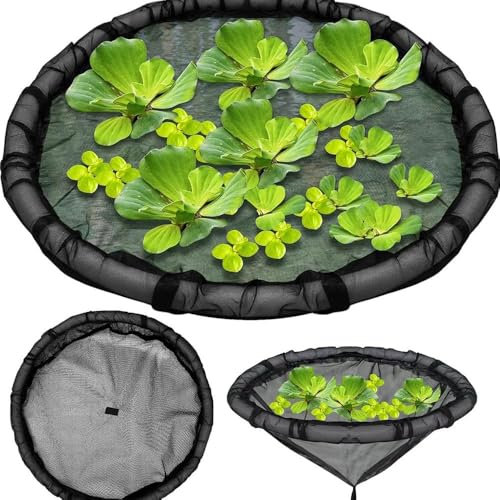 Floating Flora Fish Barrier, 2025 New Floating Island Planter for Ponds,Plant Protector Fine Mesh Floating Pond Corral with Lifting Ring,Black Round Floating Plant Ring,Water Features Pond Decoration