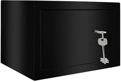 UISEBRT Safe Tresor Möbeltresor mit Doppelbartschloss - Schlüsseltresor Abschließbarer Schrank Geldkoffer Wandsicher Tresorbox für Hause Büro Hotel - 31x20x20cm Schwarz