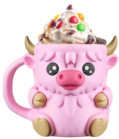 Qikam Highland Cow Eiscreme Pint Halter, Niedlicher Highland Cow Ice Cream Pint Holder, Anti-Freeze Hände Eiscreme Becher Hülle, Passend Für Ben & Jerry's 473 ml, Gift For Highlands Cows Lovers