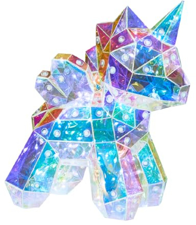 Global Gizmos Iridescent Unicorn Lights/White LED Light Colour/USB Powered/Bedside Night Light for Girls (25cm)