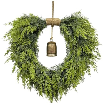 Aufquwk Corona de Navidad para Exterior, Corona para Puerta con Campanas Decorativas para Navidad, Adorno Festivo para Puerta Interior Mesa Paredes Chimenea Ventana