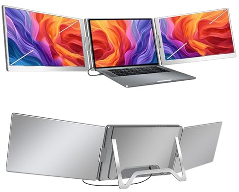 VBESTLIFE Laptop Screen Extender, 15,6 Zoll FHD 1080p Tragbarer Dreifachmonitor für Laptop mit USB C HDMI, für 12 -18,5 Laptops