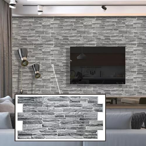 Untitled 3D-Wandpaneele PVC | Schieferstein Optik | 1-20 Platten - 0.5-10 m² | Für Wohnzimmer, Küche & Bad | Einfache DIY-Montage (20, Dark Gray)