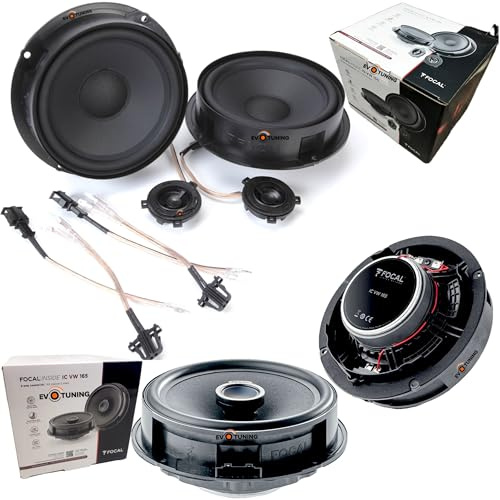 EvoTuning Kit 6 Casse Altoparlanti Plug & Play per VW T-Cross Anteriori e Posteriori compatibile con Focal IS VW 155 + IC VW 165 Set 2 Woofer 2 Tweeter 2 Coassiali