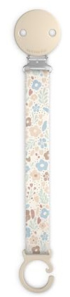 Suavinex, Portaciuccio Wonder in Tela, 0+ mesi, Fiori Beige | Nastro double-face, catenella con clip a fermaglio, per ciucci con anello