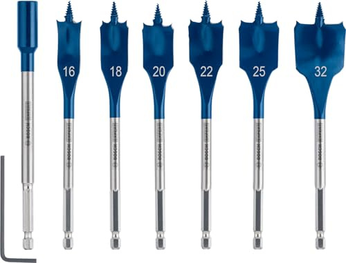 Bosch 7x EXPERT Self Cut Speed Flachfräsbohrer-Sets (für Weichholz, Spanplatte, Ø 16-32 mm, Professional Zubehör Bohrmaschine/Schrauber) (Packung mit 6)